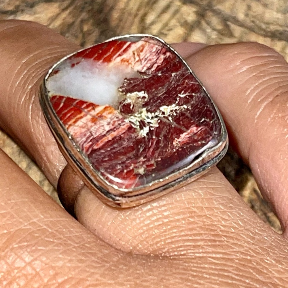 Red Jasper Ring Size 6 3/4